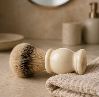 Ritual Eight Shaving Brush with ivory-tone handle